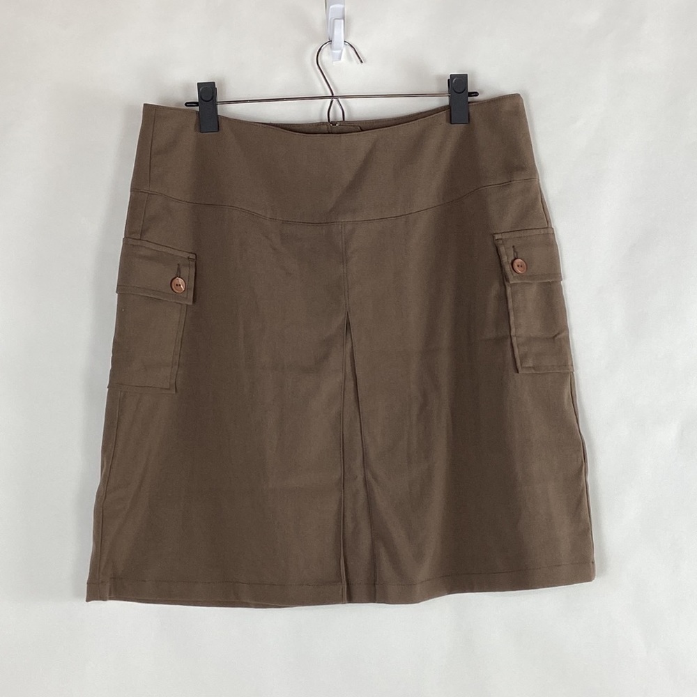 Christopher Banks Stretch Brown Knee Length Thick Skirt with Pockets